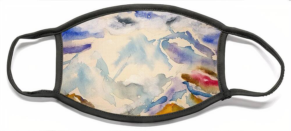 Watercolor Face Mask featuring the painting Lost Mountain Lore by John Klobucher