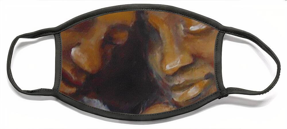 African-american Face Mask featuring the painting Love by Saundra Johnson