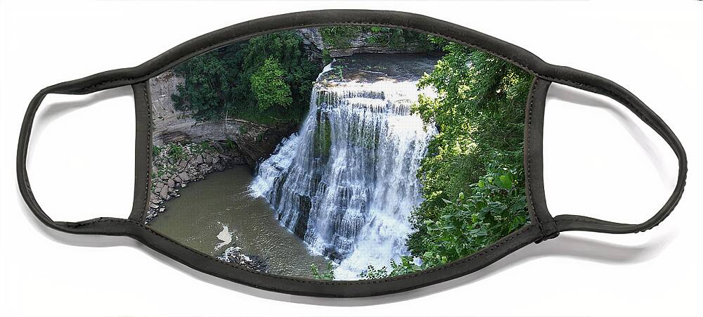 Burgess Falls Face Mask featuring the photograph Lower Falls 1 by Phil Perkins