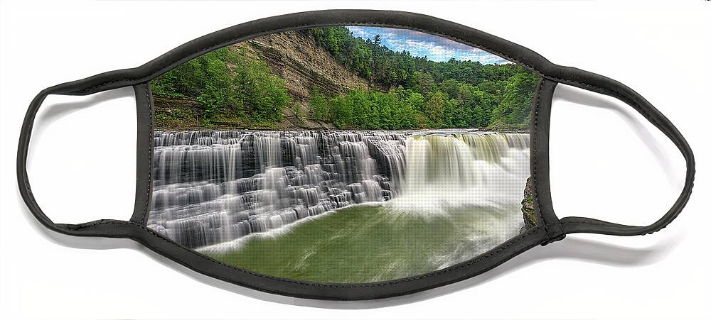 Spring Face Mask featuring the photograph Lower Letchworth Falls by Rick Berk