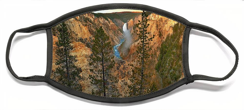 00586188 Face Mask featuring the photograph Lower Yellowstone Falls, Yellowstone River, Grand Canyon Of Yellowstone, Yellowstone National Park, Wyoming by Tim Fitzharris