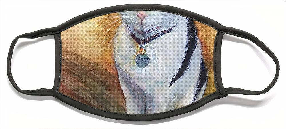 Cat Face Mask featuring the painting Lucifee by Cheryl Wallace