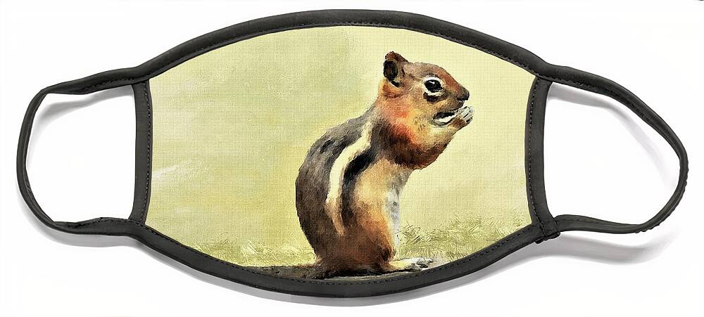 Chipmunk Face Mask featuring the painting Lunchbreak by Diane Chandler