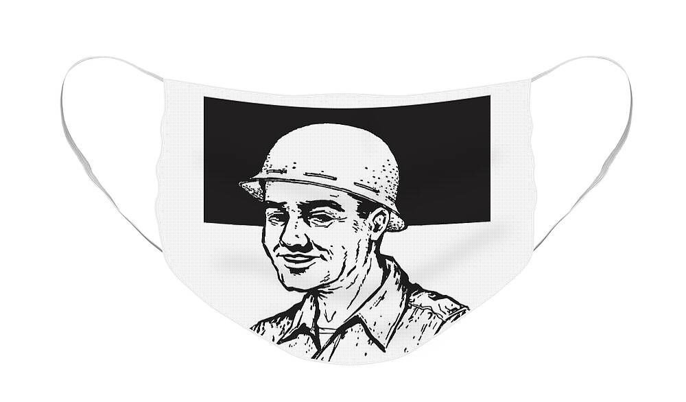 Archive Face Mask featuring the drawing Man in Hard Hat by CSA Images