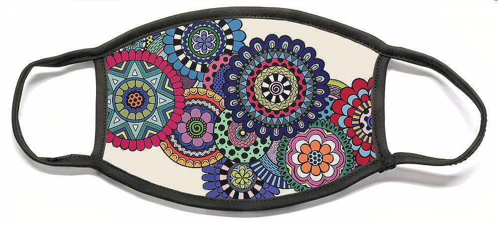 Mandala Face Mask featuring the painting Mandalas on Ivory by Beth Ann Scott