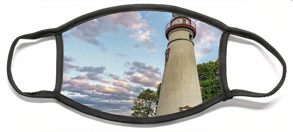 America Face Mask featuring the photograph Marblehead Lighthouse by Marianne Campolongo