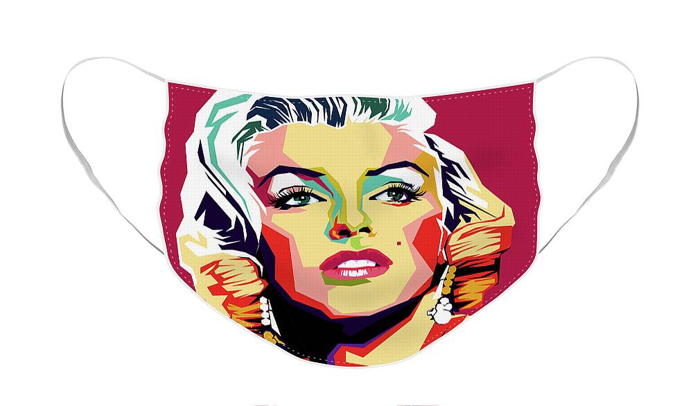 Marilyn Monroe Face Mask featuring the digital art Marilyn Monroe by Movie World Posters