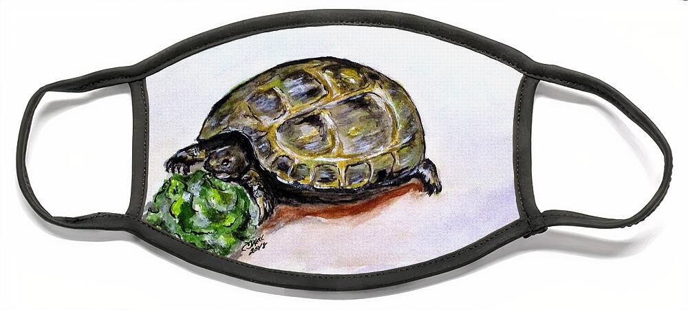 Turtle Face Mask featuring the painting Marshal The Turtle by Clyde J Kell