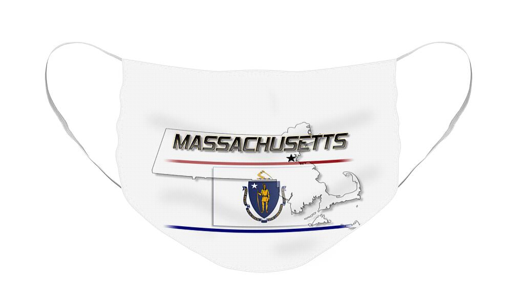 Massachusetts Face Mask featuring the digital art Massachusetts State Horizontal Print by Rick Bartrand