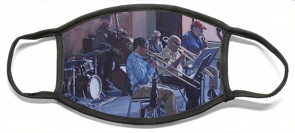 Jazz Face Mask featuring the painting Massasoit Music by Deb Putnam