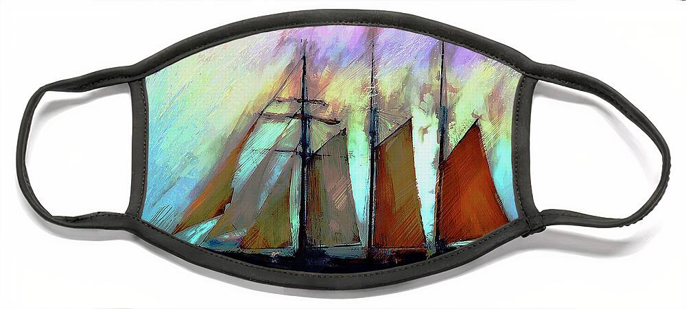 Schooner Face Mask featuring the photograph Masted Schooner II by GW Mireles