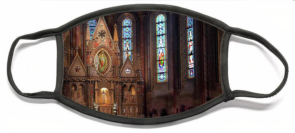 Altar Face Mask featuring the photograph Matyas Church Altar in Budapest by Peggy Dietz