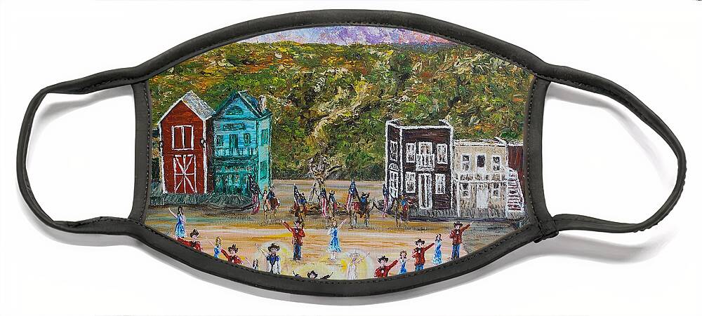 Medora Face Mask featuring the painting Medora Finale SOLD by Linda Donlin