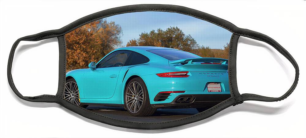 Cars Face Mask featuring the photograph #Miami #Blue #Porsche 911 #Turbo S #Print by ItzKirb Photography