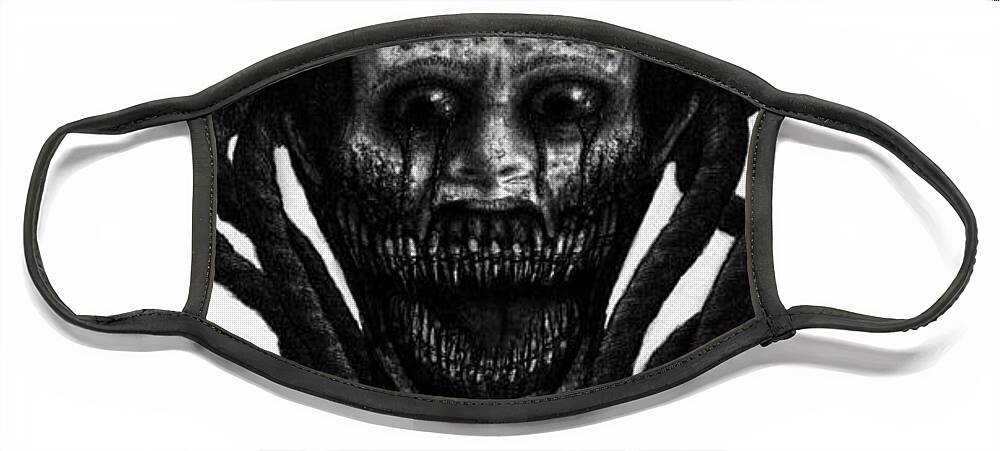 Horror Face Mask featuring the drawing Minna - Artwork by Ryan Nieves