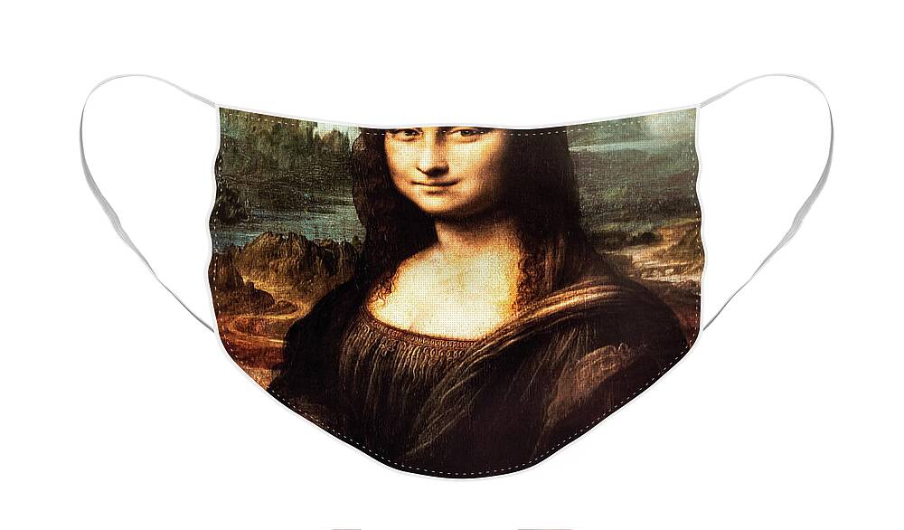 Leonardo Face Mask featuring the painting Mona Lisa by Leonardo da Vinci by Leonardo da Vinci