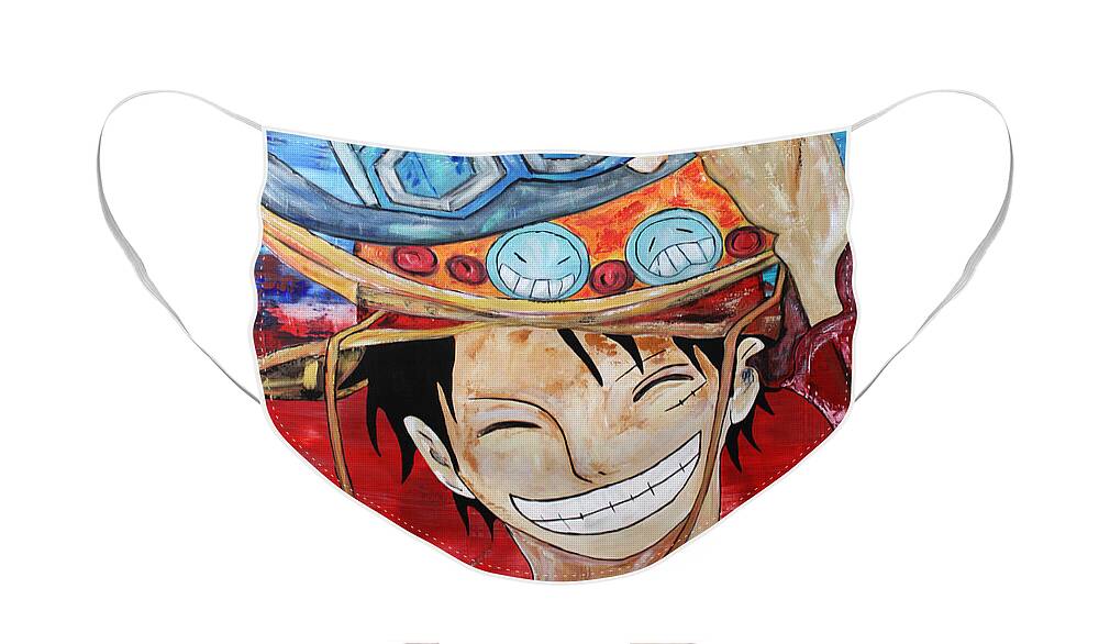 Monkey D Luffy Face Mask featuring the painting Monkey D Luffy Hats by Kathleen Artist PRO