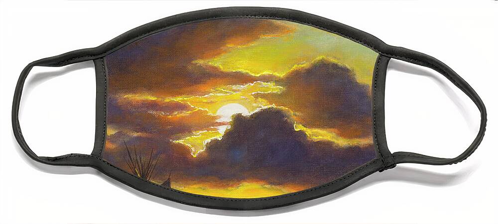 Sunset Face Mask featuring the painting Montana Sky by Kim Lockman