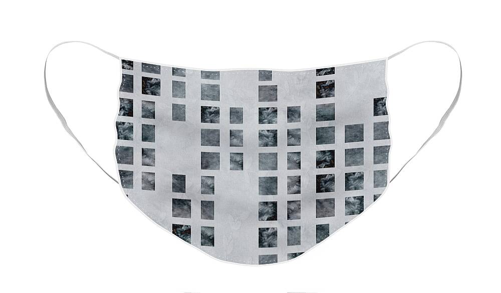 Contemporary Face Mask featuring the digital art Moody Blues Data Pattern by Sand And Chi