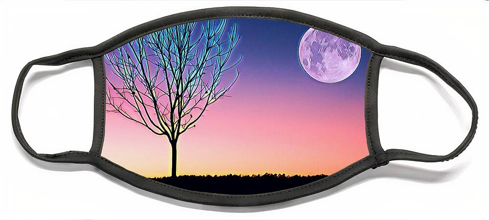 Nature Face Mask featuring the painting Moonrise by Denise Railey