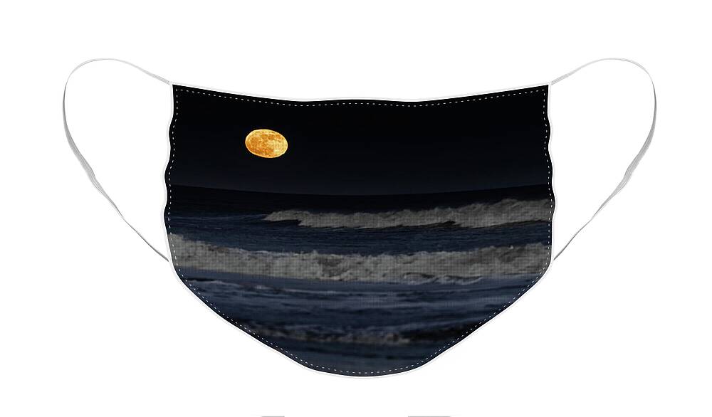 Moonrise Face Mask featuring the photograph Moonrise over Assateague Island Beach by William Dickman