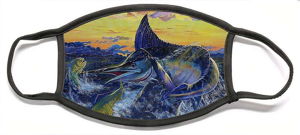 Marlin Face Mask featuring the painting Morning Meal by Mark Ray