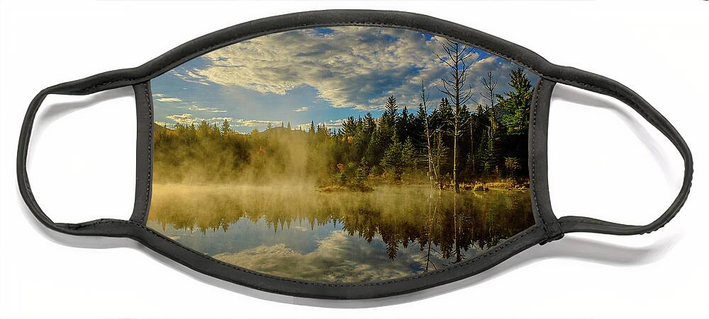 Prsri Face Mask featuring the photograph Morning Mist, Wildlife Pond by Jeff Sinon