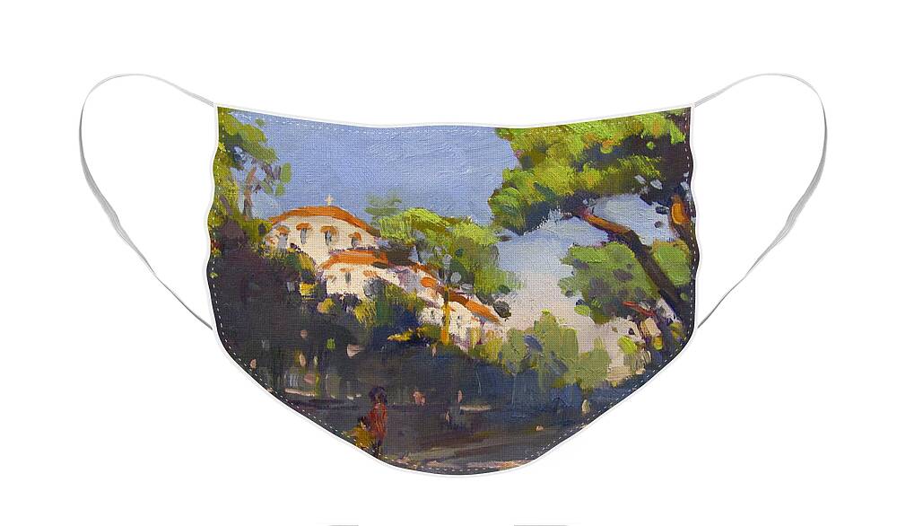 Morning Face Mask featuring the painting Morning Sunlight Athens by Ylli Haruni