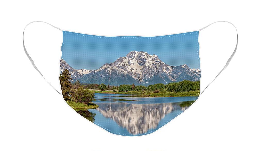 Mount Moran Face Mask featuring the photograph Mount Moran on Snake River Landscape by Brian Harig