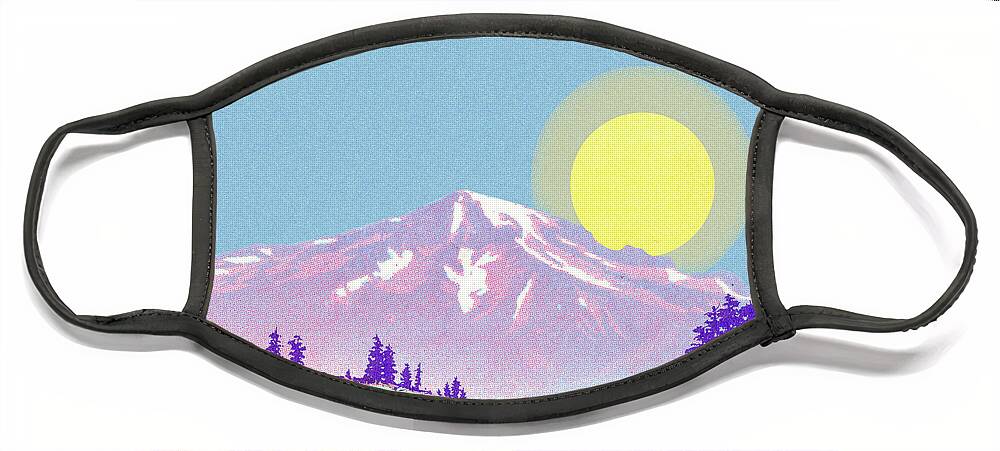 Campy Face Mask featuring the drawing Mountain Landscape by CSA Images