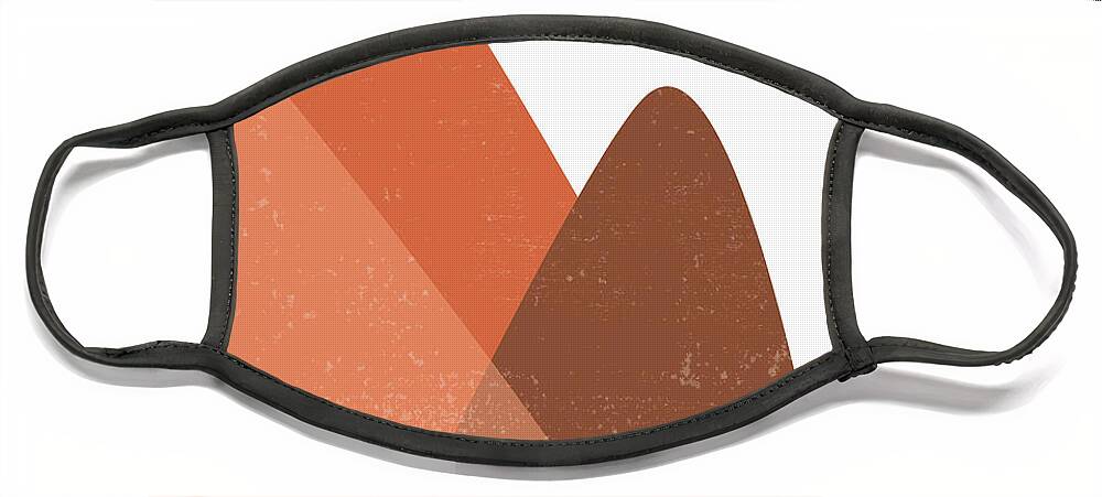 Mid Century Modern Face Mask featuring the photograph Mountain Ranges - Minimal Abstract - Terracotta Art - Contemporary, Modern Print - Brown by Studio Grafiikka