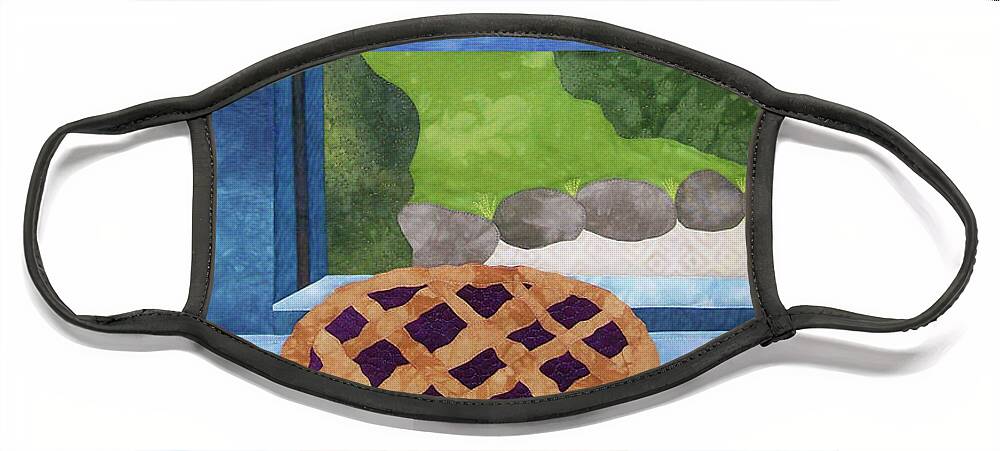 Art Quilt Face Mask featuring the tapestry - textile My Soul in a Blackberry Pie by Pam Geisel