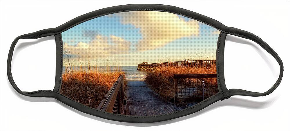 Scenic Face Mask featuring the photograph Myrtle Beach State Park Pier by Kathy Baccari
