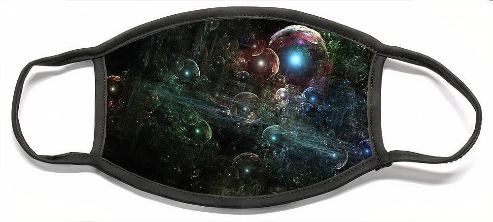 Fractals Face Mask featuring the digital art Mystery Of The Orb Cluster by Rolando Burbon
