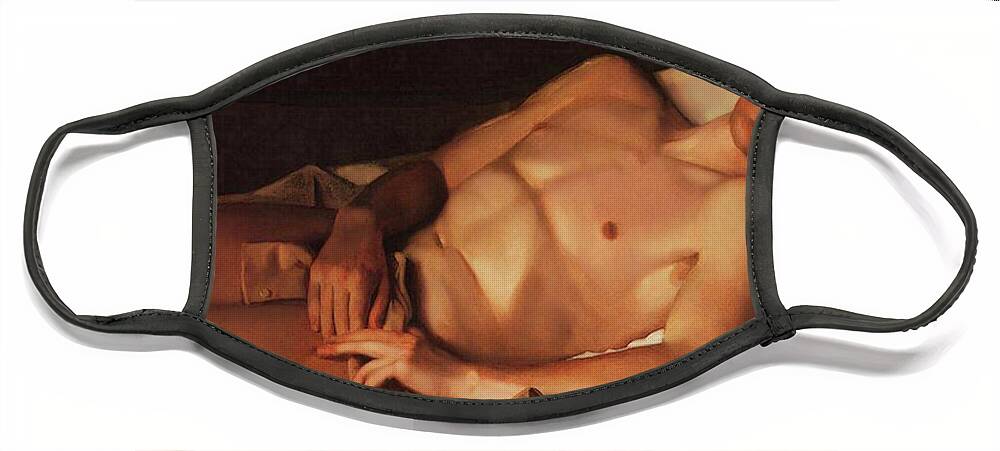 Konstantin Somov Face Mask featuring the painting Naked Young Man - B. Snezhkovsky by Konstantin Somov