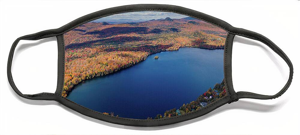 Newark Pond Face Mask featuring the pyrography Newark Pond, VT by John Rowe