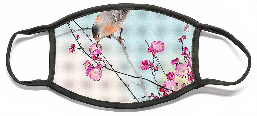 Koson Face Mask featuring the painting Nightingale by Koson