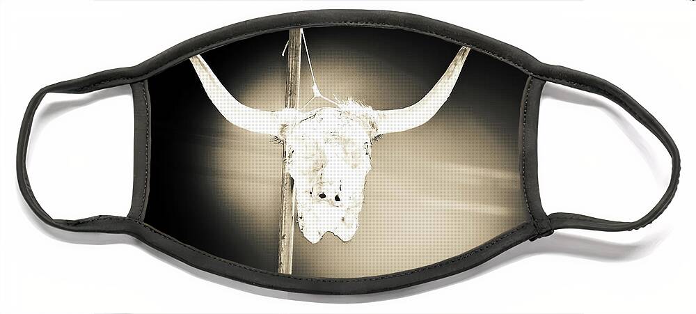 Cow Skull Photo Face Mask featuring the photograph No Parking by Sandra Dalton