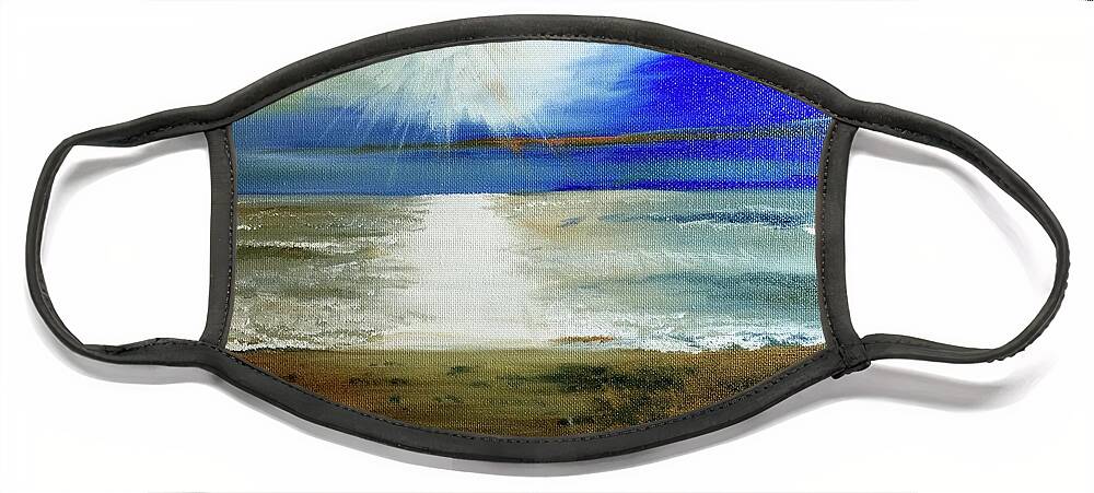 Landscape Face Mask featuring the painting Ocean reflection by Colette Lee