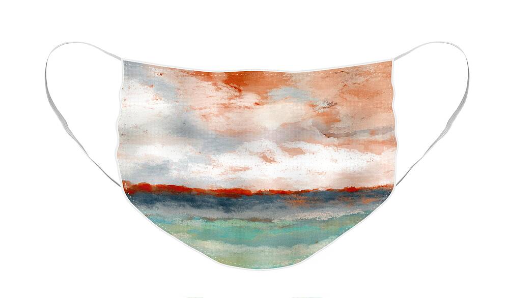 Landscape Face Mask featuring the painting On The Horizon- Art by Linda Woods by Linda Woods