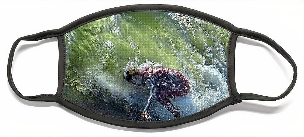 Surfer Face Mask featuring the photograph One With the Waves - Seal Beach by Jennie Breeze