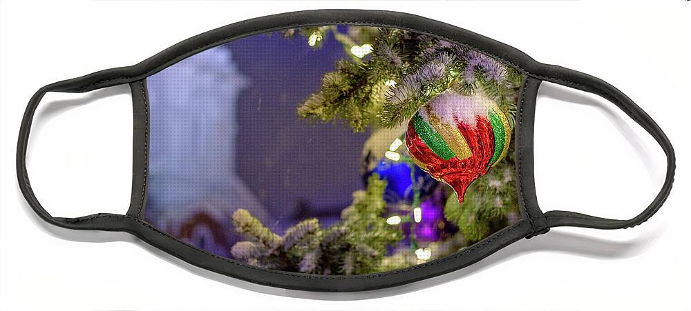 Christmas Face Mask featuring the photograph Ornament, Market Square Christmas Tree by Jeff Sinon