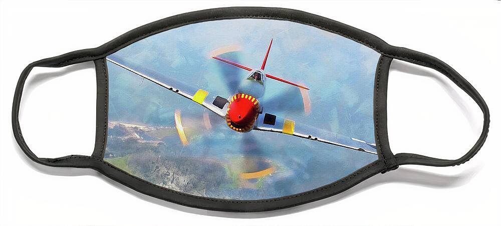 P 51 Face Mask featuring the painting P-51 Mustang - 33 by AM FineArtPrints