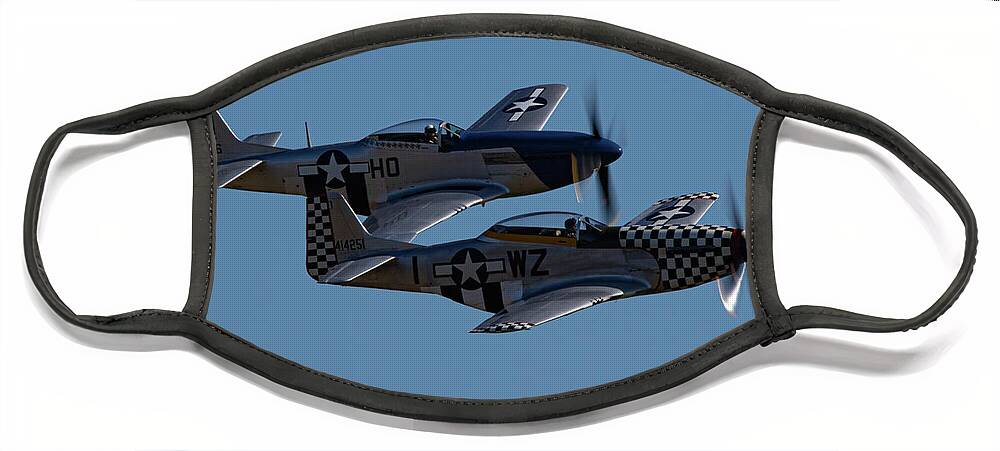 P-51 Mustang Face Mask featuring the photograph P-51 Mustangs Helen and Mary by Airpower Art