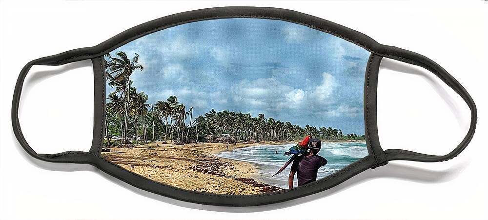 Punta Cana Face Mask featuring the photograph Palm Tree Paradise by Portia Olaughlin