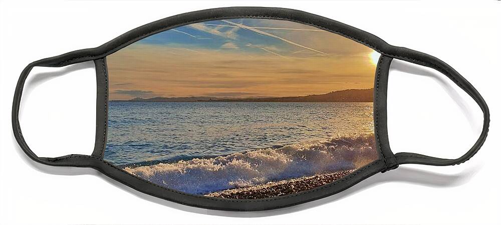 Sunset Face Mask featuring the photograph Panoramic Pastel Sunset by Andrea Whitaker