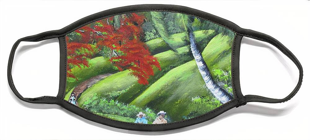 Poinciana Tree Face Mask featuring the painting Paseo A Caballo by Luis F Rodriguez