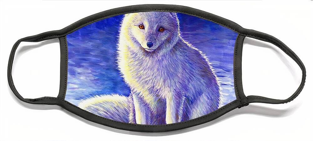 Arctic Fox Face Mask featuring the painting Peaceful Winter Arctic Fox by Rebecca Wang
