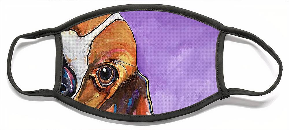 Beagle Dog Face Mask featuring the painting Peek A Boo Beagle by Patti Schermerhorn
