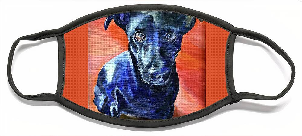 Dog Face Mask featuring the painting Peter by Kate Conaboy